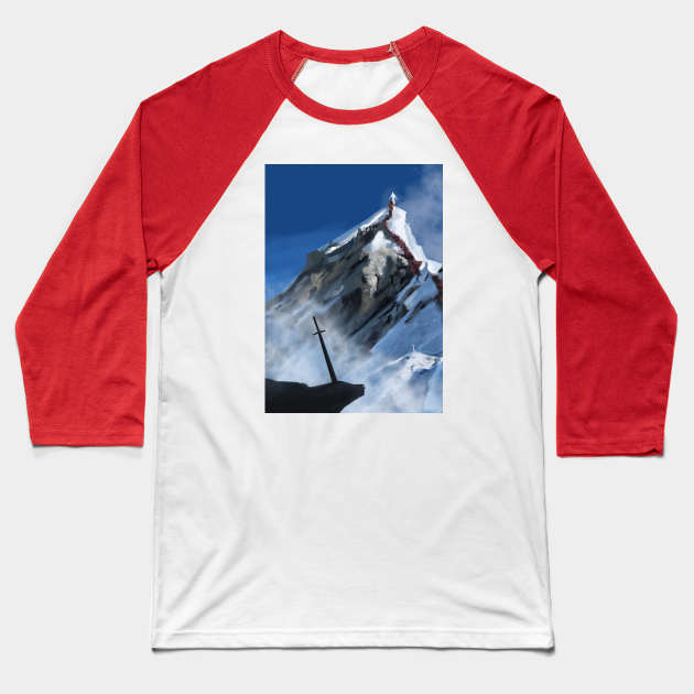 Sword and mountain Baseball T-Shirt by Alexgle